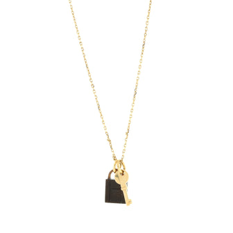 Hermes Amulette Padlock Pendant Necklace Metal and Buffalo Horn Small