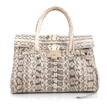 Jimmy Choo Rosalie Convertible Satchel Snakeskin Medium Neutral