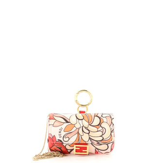 Fendi Chain Baguette Charm Bag Printed Satin Nano