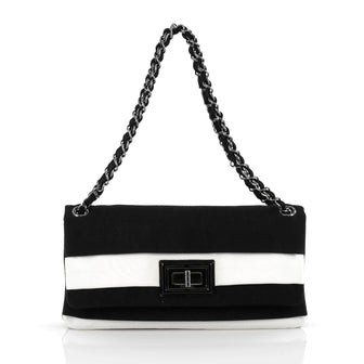 Chanel Mademoiselle Lock Chain Flap Bag Grosgrain Medium black
