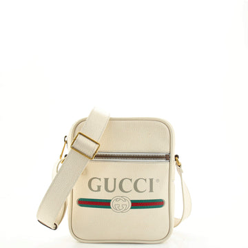 Gucci Logo Zip Messenger Bag Printed Leather Small