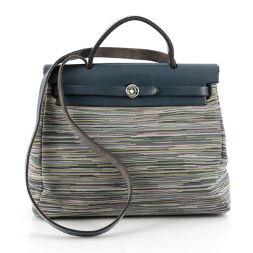 Hermes Herbag Vibrato and Leather PM Blue