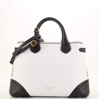 Burberry Brogues Banner Tote Leather and House Check Canvas Medium