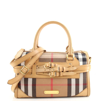Burberry Bowling Check Canvas Medium Bag in White