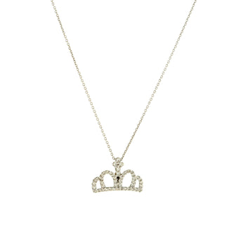 Roberto Coin Tiny Treasures Crown Pendant Necklace 18K White Gold with Diamonds