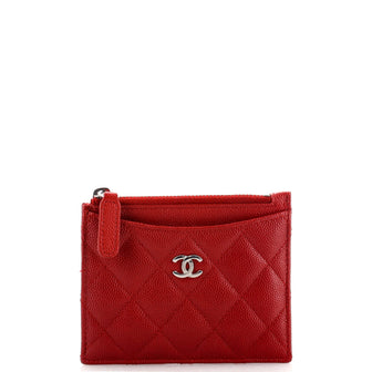 Chanel CC Zip Card Holder Quilted Caviar