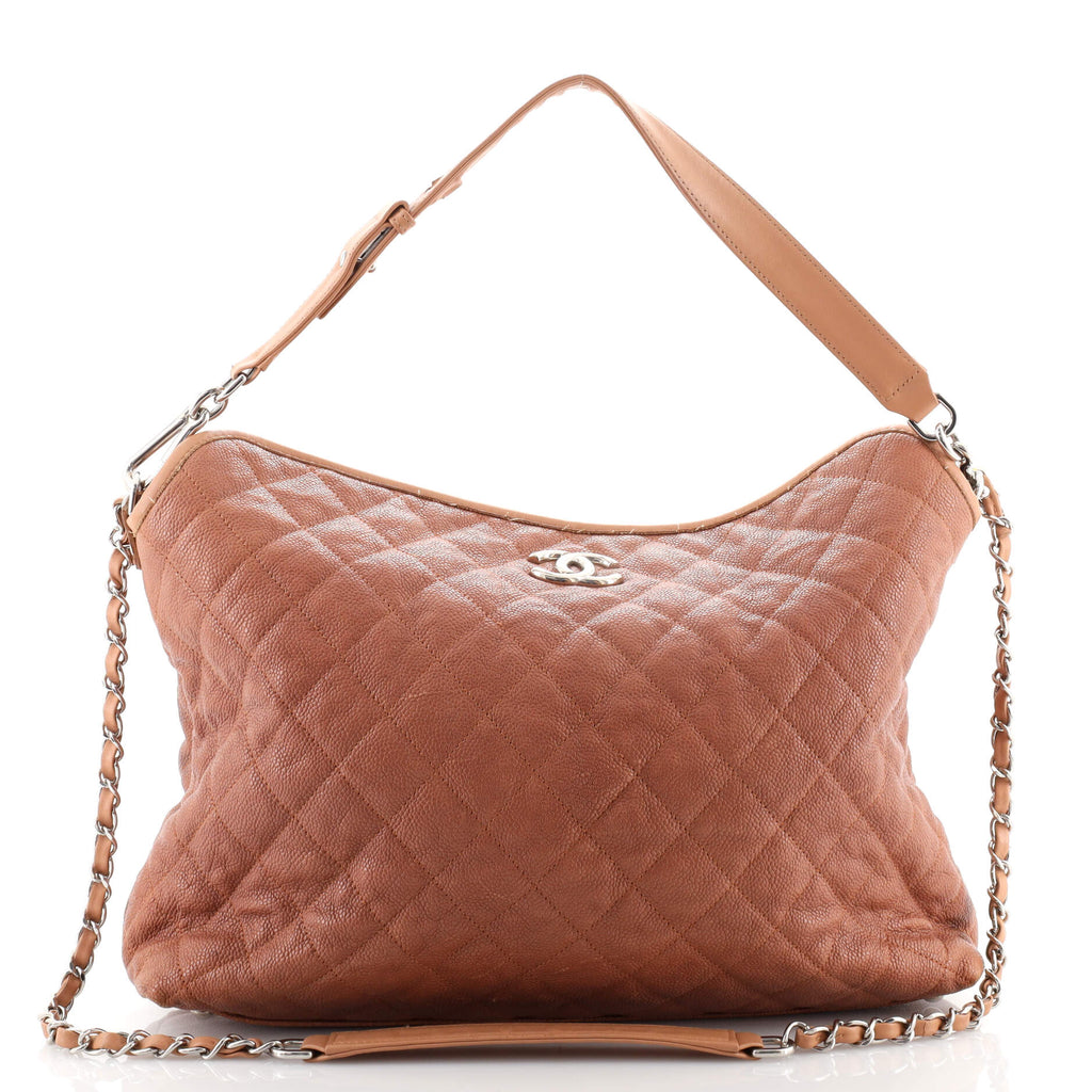 Chanel French Riviera Hobo Quilted Caviar Large Neutral 1675862