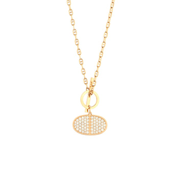 Hermes Chaine d'Ancre Verso Pendant Necklace 18K Rose Gold with Diamonds