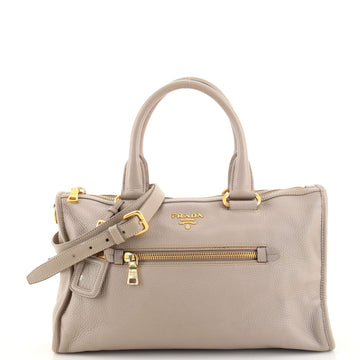 Prada Front Zip Convertible Satchel Vitello Phenix Medium