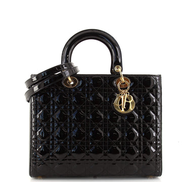 Christian Dior Vintage Lady Dior Bag Cannage Quilt Patent Large