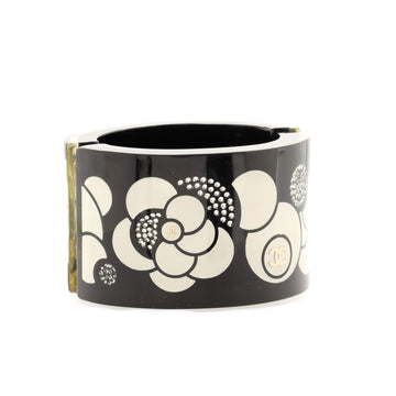 Chanel CC Camellia Cuff Bracelet Resin with Crystals Wide