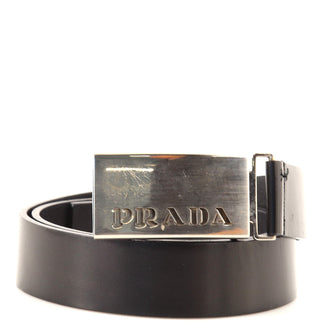 Prada Logo Buckle Belt Leather Wide