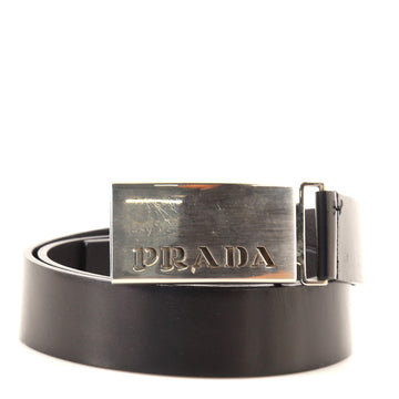 Prada Logo Buckle Belt Leather Wide