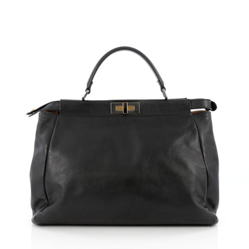 Fendi Peekaboo Handbag Leather with Snakeskin Interior Large