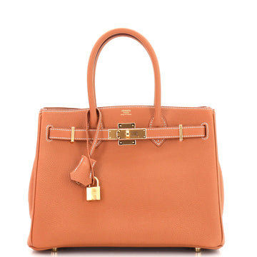 Hermes 3-in-1 Birkin Handbag Brown Togo and Swift with Toile and Gold Hardware 30