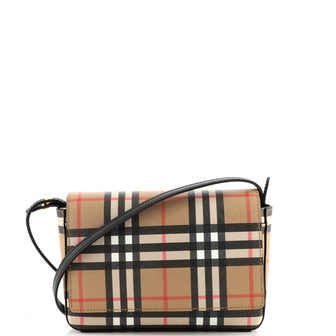 Burberry Hampshire Shoulder Bag Vintage Check Coated Canvas Small