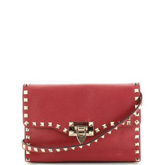 Valentino Rockstud Flip Lock Flap Bag Leather Medium