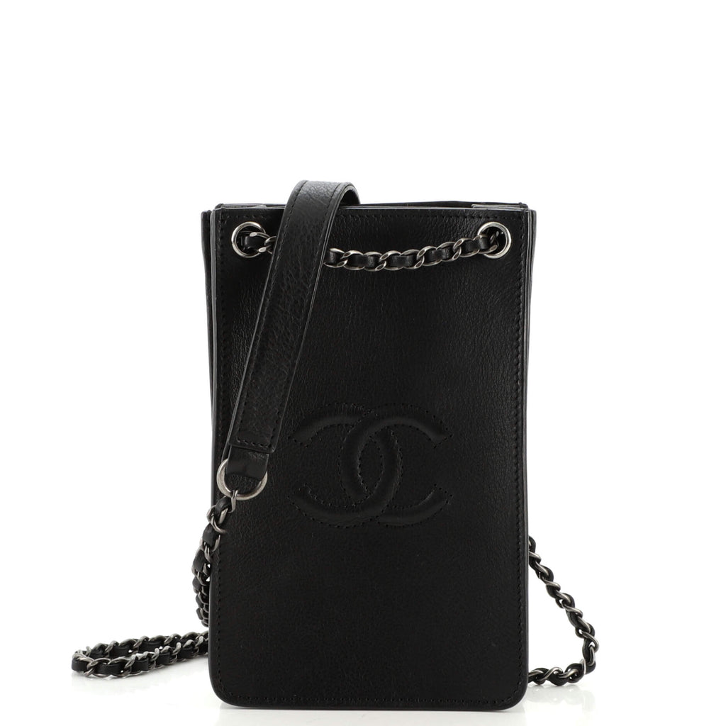 Chanel CC Phone Holder Crossbody Bag Calfskin Black 1676851
