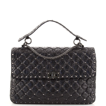 Valentino Rockstud Spike Flap Bag Quilted Leather Large