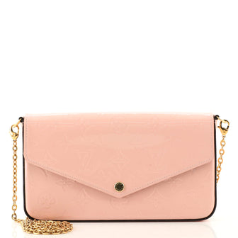 Louis Vuitton, Bags, Louis Vuitton Felicie Chain Wallet Metallic Monogram  Vernis Pink