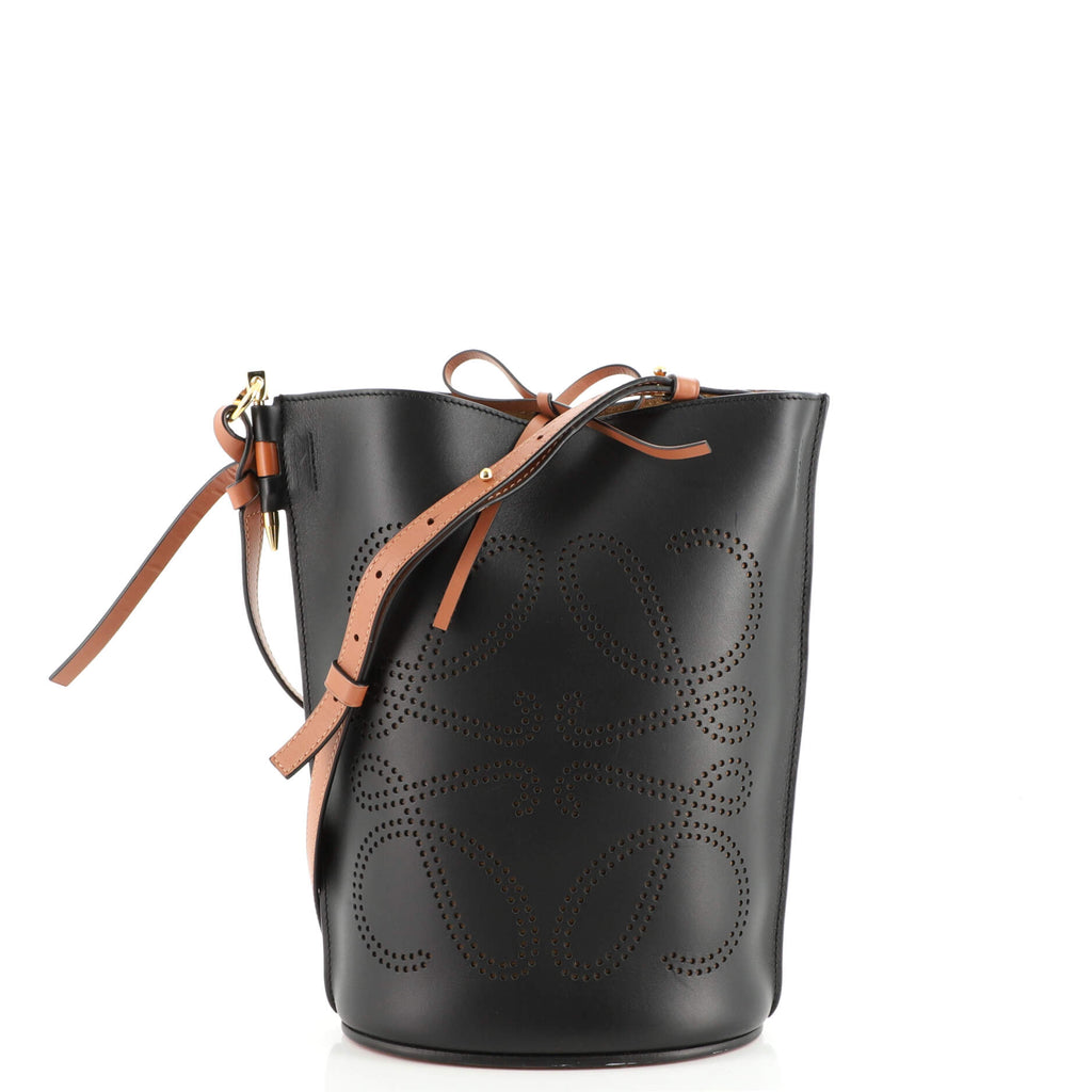 Loewe Gate Bucket Bag Perforated Leather Large Black 1676981