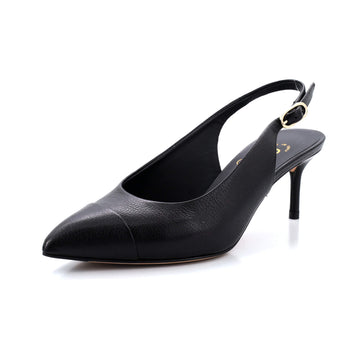 Chanel Women's Pointed Toe CC Slingback Pumps Leather