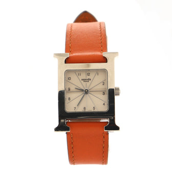 Hermes Heure H Quartz Watch Stainless Steel and Leather 21