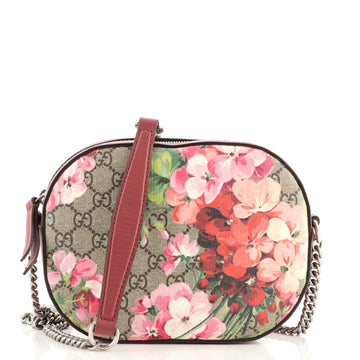 Gucci Chain Crossbody Bag Blooms Print GG Coated Canvas Mini