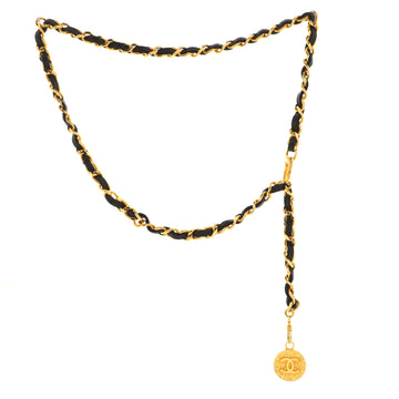 Chanel Vintage Medallion Chain Belt Metal and Leather