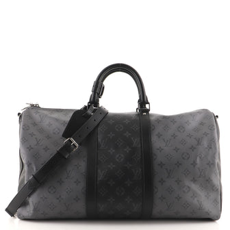 Louis Vuitton Keepall Bandouliere Bag Reverse Monogram Eclipse Canvas 50