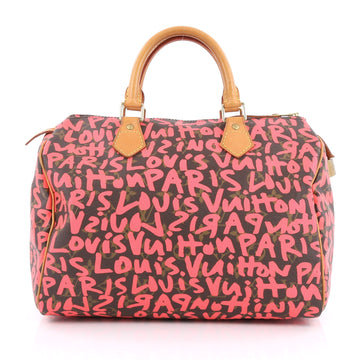 Louis Vuitton Speedy Handbag Limited Edition Monogram Graffiti 30 Pink