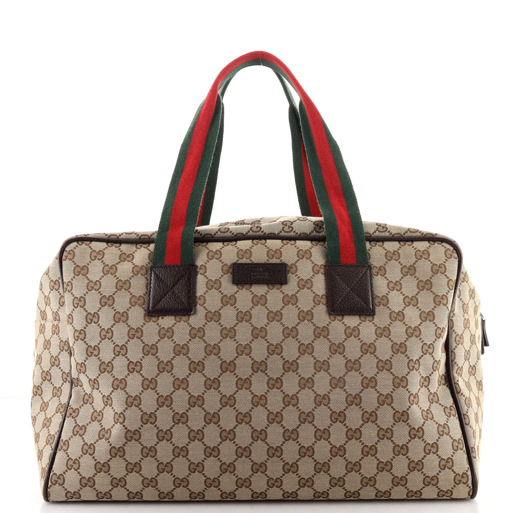 送料込み　GUCCIバッグ Gucci Web Carry On Duffle Bag GG Canvas Medium Brown 1678672