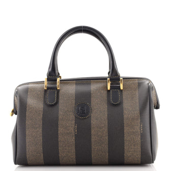Fendi Vintage Pequin Boston Bag Coated Canvas Mini