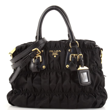 Prada Gaufre Convertible Tote Leather and Tessuto Large