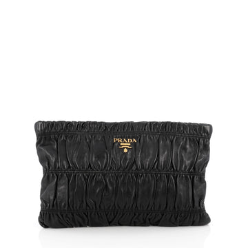 Prada Gaufre Clutch Leather Black