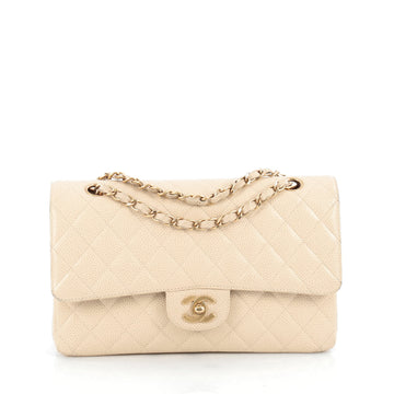 Chanel Vintage Classic Double Flap Bag Quilted Caviar Medium 1679401 Neutral