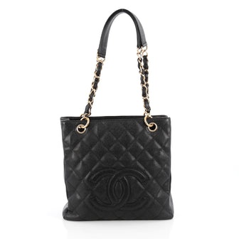 Chanel Petite Shopping Tote Quilted Caviar Black