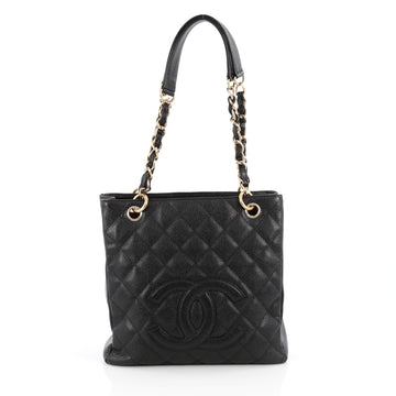 Chanel Petite Shopping Tote Quilted Caviar Black