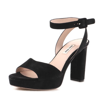 Miu Miu Women's Block Heel Sandals Suede