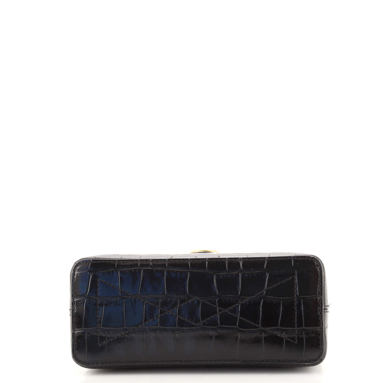 Sous-main Vintage Cuir Crocodile MUBLERRY - Marron, Laiton, Fait En France