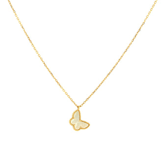 Van Cleef & Arpels Sweet Alhambra Butterfly Pendant Necklace 18K Yellow Gold and Mother of Pearl