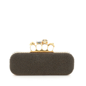 Alexander McQueen Knuckle Box Clutch Studded Suede Long 1680401