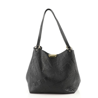 Burberry Canterbury Tote Check Embossed Leather Small