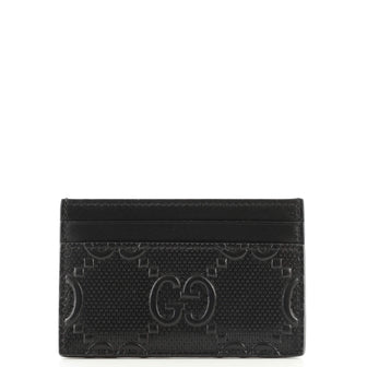 Gucci Card Holder GG Embossed Perforated Leather