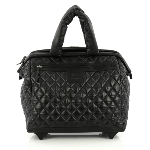 Buy Chanel Coco Cocoon Rolling Trolley Quilted Nylon Black 1681504