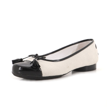 Chanel Women's CC Cap Toe Bow Ballerina Flats Pony Hair with Patent