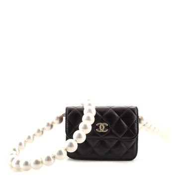 Chanel Pearl Strap Clutch with Chain Quilted Calfskin Mini