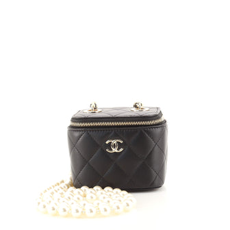 Chanel Vanity Case with Pearl Chain Quilted Lambskin Mini