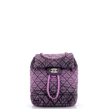 Denimpression Flap Backpack Quilted Distressed Denim Small