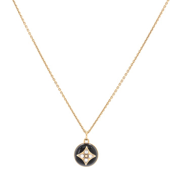 Louis Vuitton B Blossom Pendant Necklace 18K Yellow Gold and 18K White Gold with Onyx and Diamonds